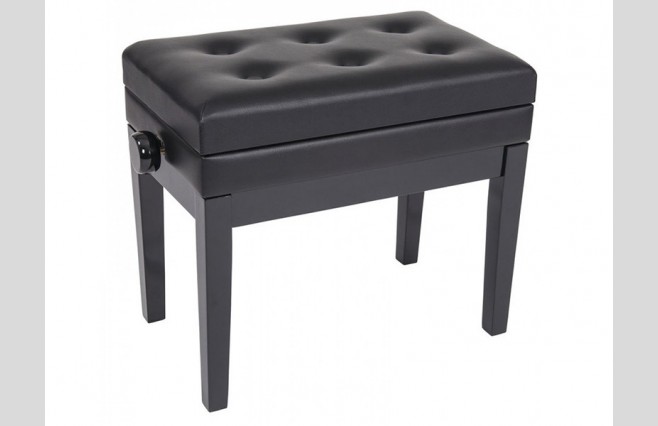 Kinsman KPB10BK Satin Black Deluxe Adjustable Height Piano Stool with Storage - Image 1